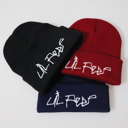 Lil Peep Embroidered Knit Hat Stretchy Plain Beanie Cap for Men Women - Superhero Gym Gear