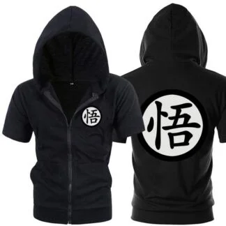 Dragon Black Zip up Short Sleeve Hoodie - Symbol 2 - FitKing