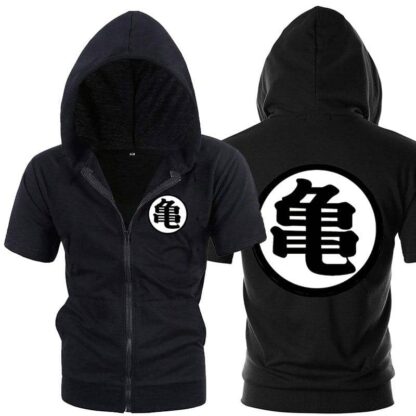 Dragon Black Zip up Short Sleeve Hoodie - Symbol 3 - FitKing