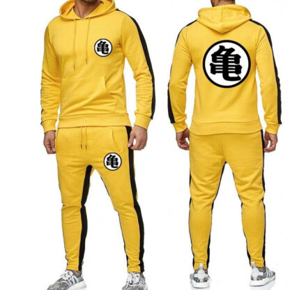 Dragon Tracksuit Saiyan Style Hoodie and Joggers Yellow - Superhero Gym Gear