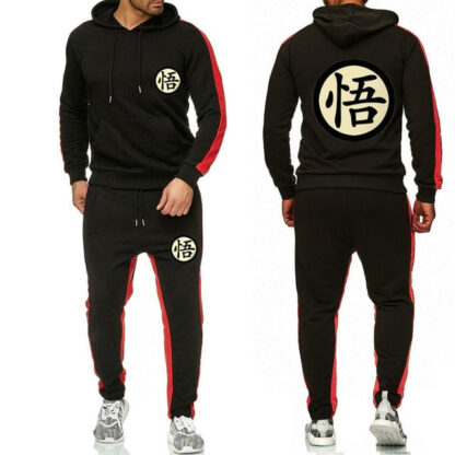 Dragon Warrior Tracksuit Saiyan Style Hoodie and Joggers Black - Superhero Gym Gear