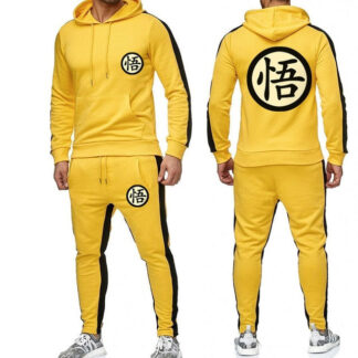 Dragon Warrior Tracksuit Saiyan Style Hoodie and Joggers Yellow - Superhero Gym Gear