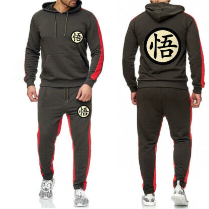 Dragon Warrior Tracksuit Saiyan Style Hoodie and Joggers Dark Grey - Superhero Gym Gear