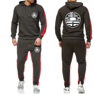 Dragon King Tracksuit Saiyan Style Hoodie and Joggers Dark Gray - Superhero Gym Gear